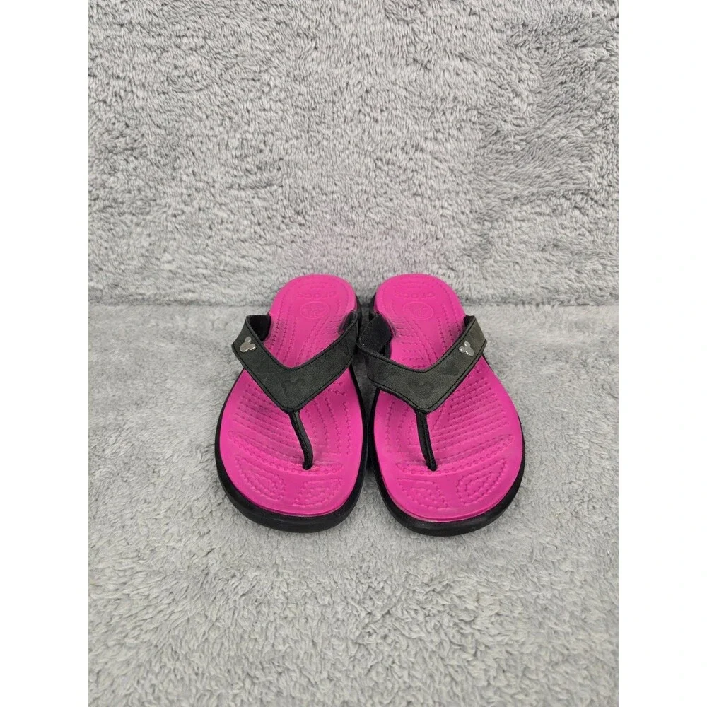 Disney Mickey Mouse Crocs Sandals Flip Flops Women Size 6 Pink